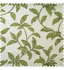 Green brown and cream color natural floral leaf design with texture finished background polyester main curtain